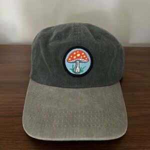 Swamp goods hat. Dark Gray Cap with Mushroom Patch